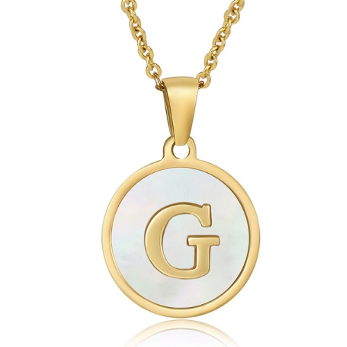 GENERICO - Collar Inicial Nácar con corazón letra g