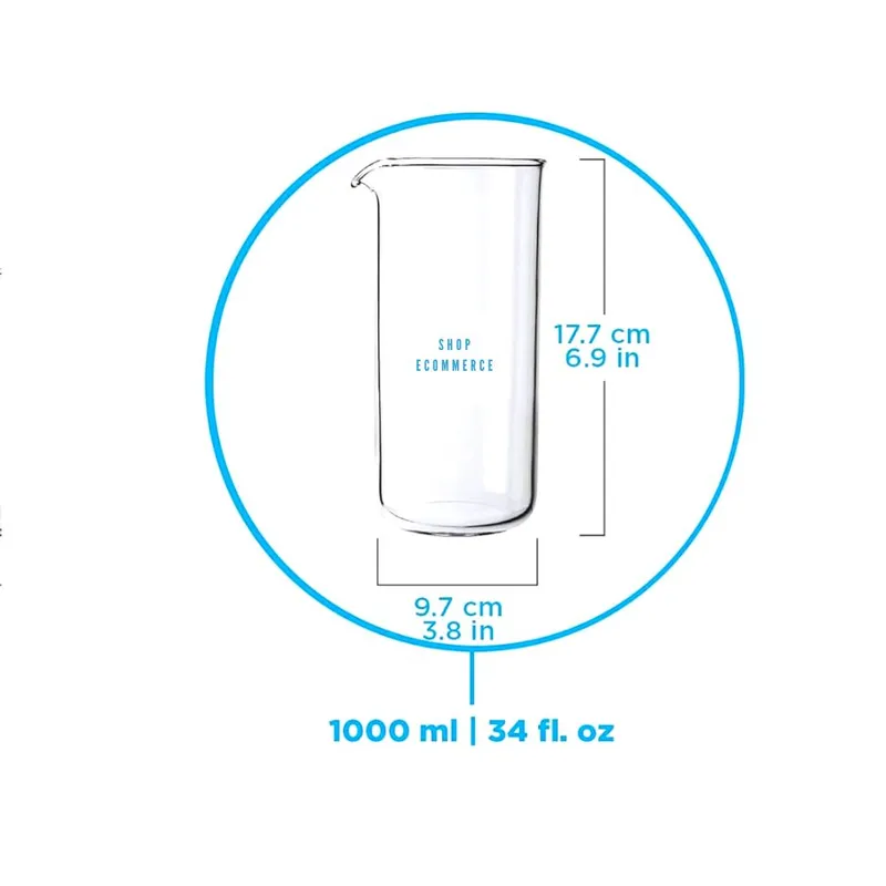 GENERICO - Repuesto de vaso de vidrio borosilicato 1000ml