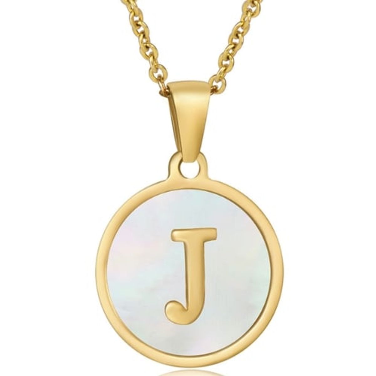 GENERICO - Collar Inicial Nácar con corazón letra J