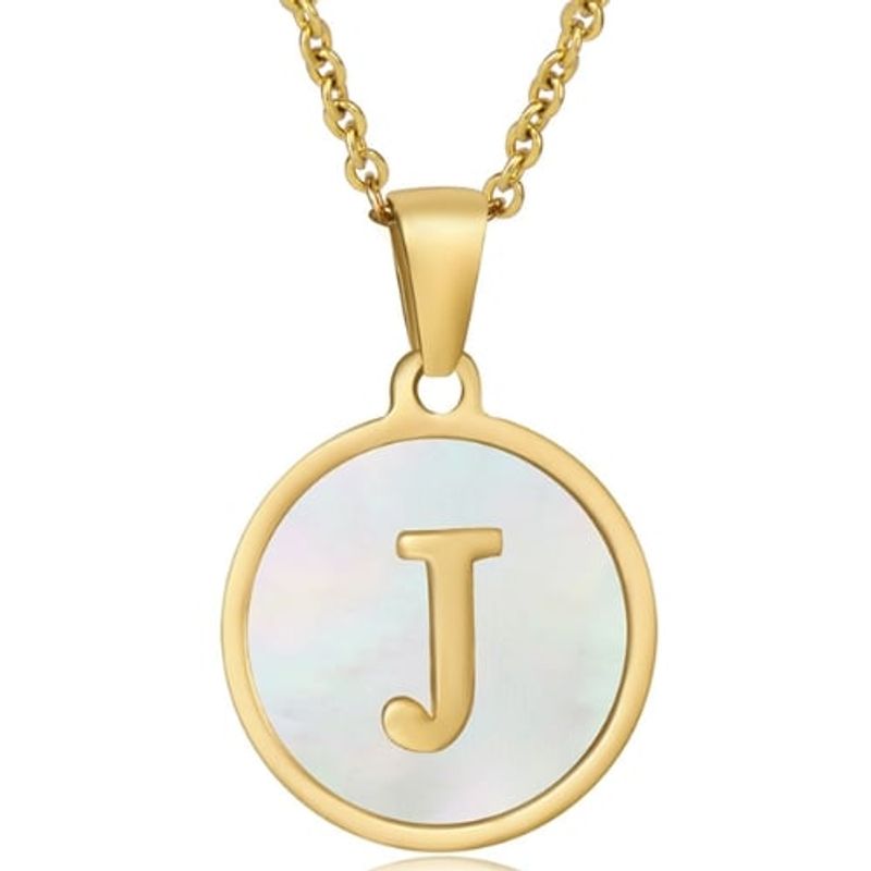 GENERICO - Collar Inicial Nácar con corazón letra J