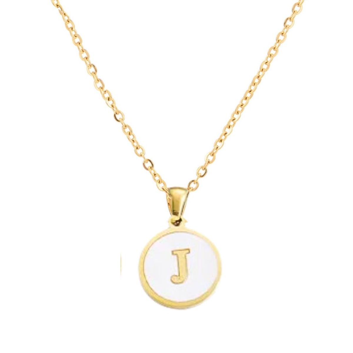 GENERICO - Collar Inicial Nácar con corazón letra J