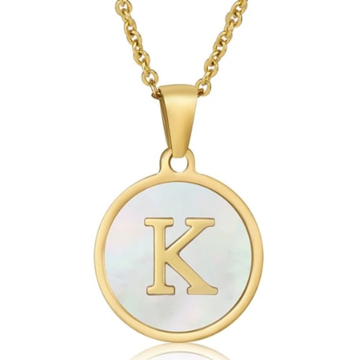 GENERICO - Collar Inicial Nácar con corazón letra K