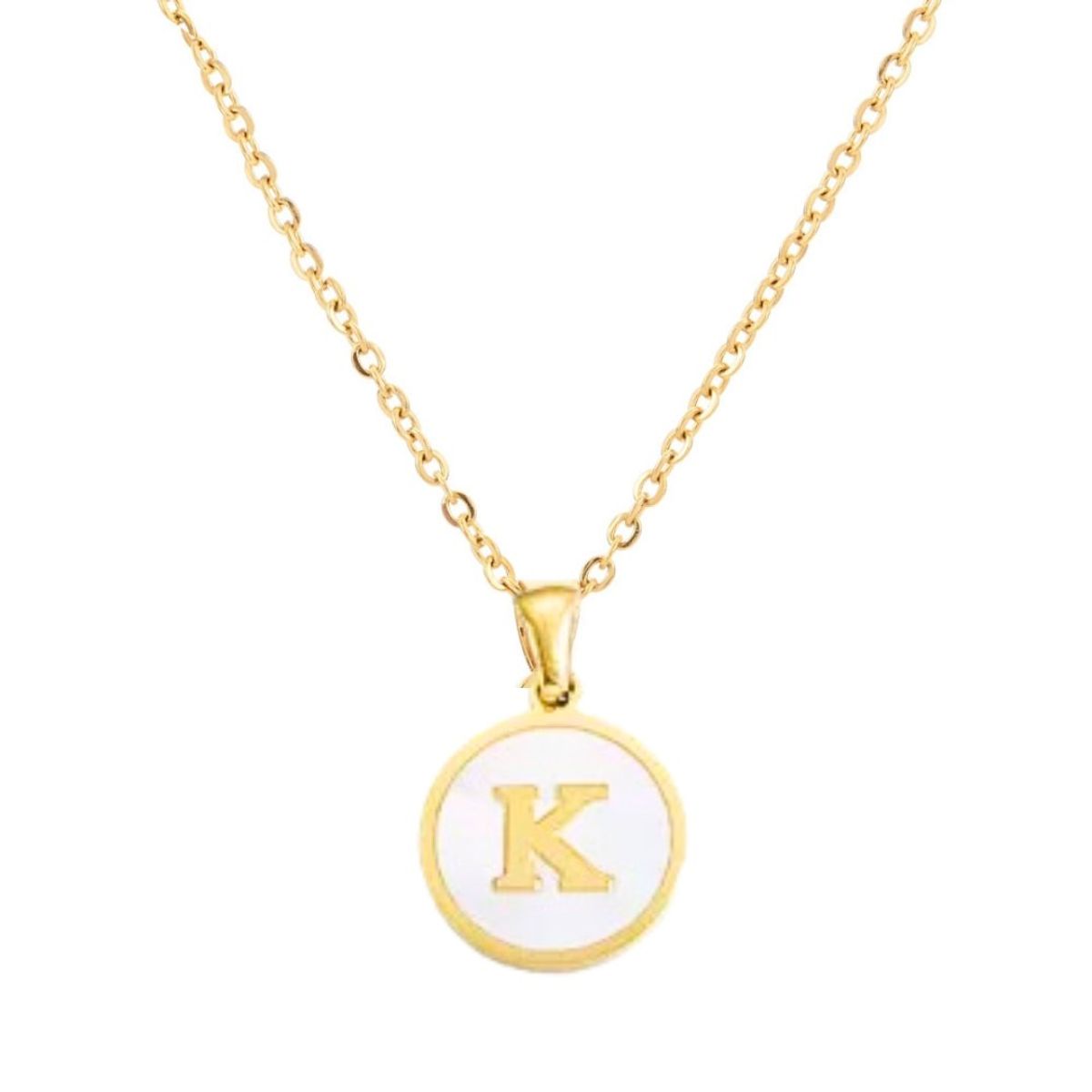 GENERICO - Collar Inicial Nácar con corazón letra K