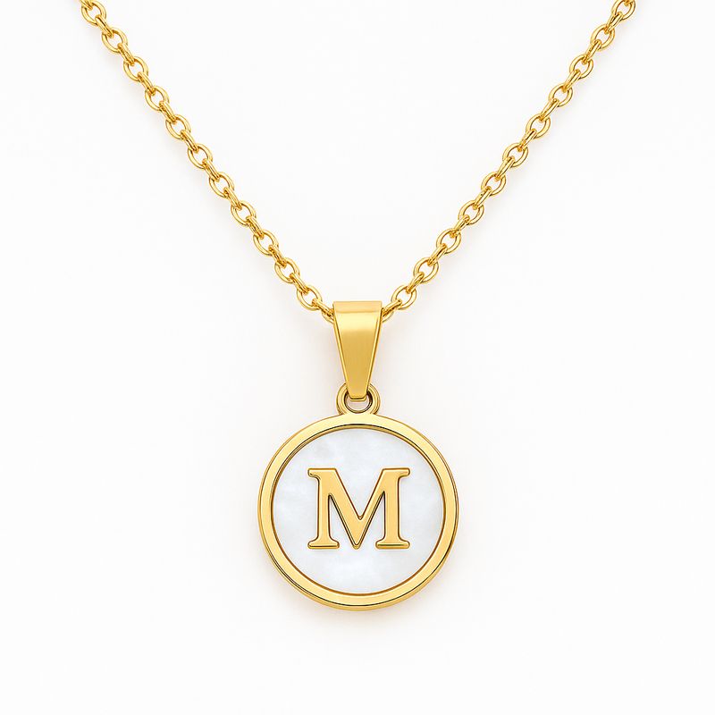 GENERICO - Collar Inicial Nácar con corazón letra M