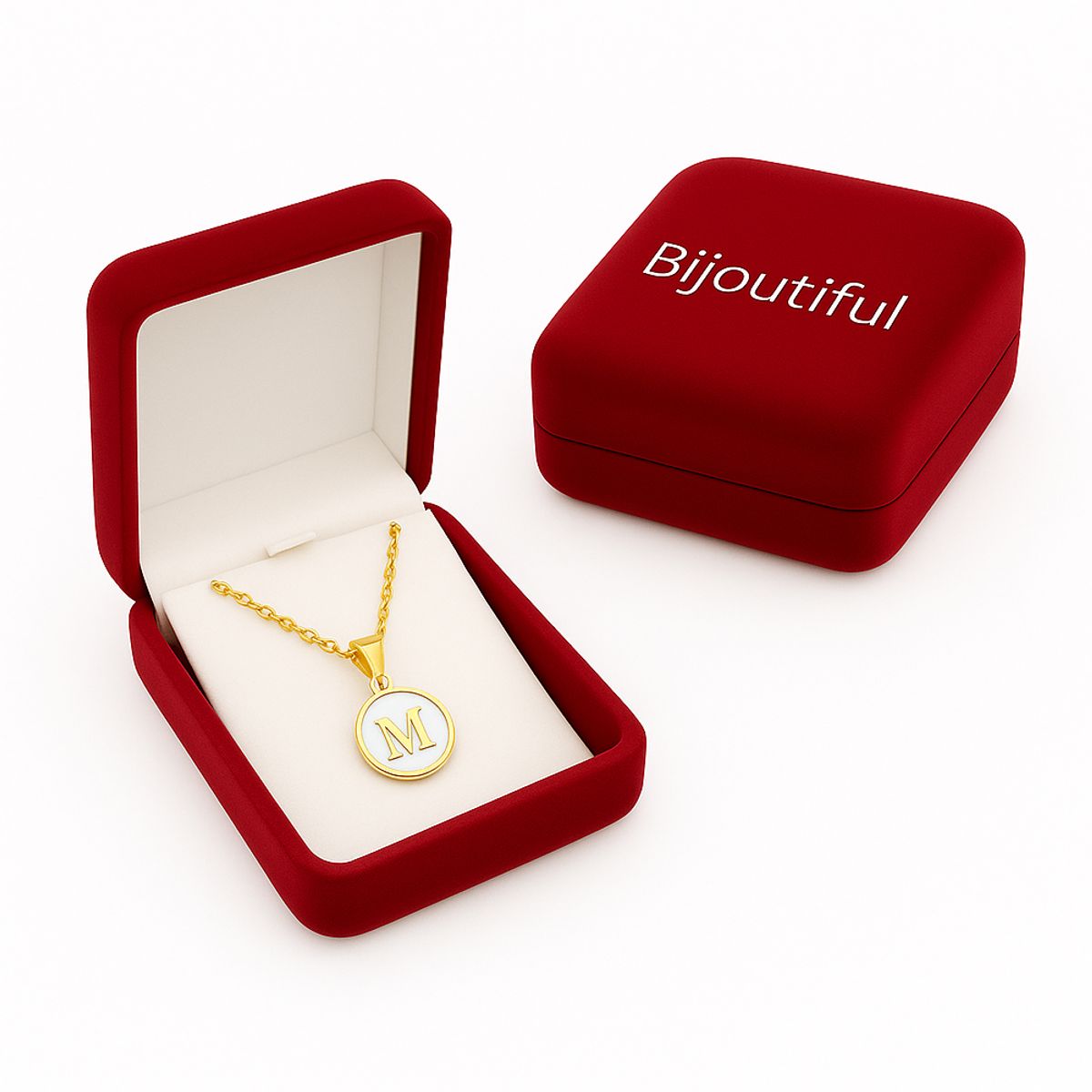 GENERICO - Collar Inicial Nácar con corazón letra M
