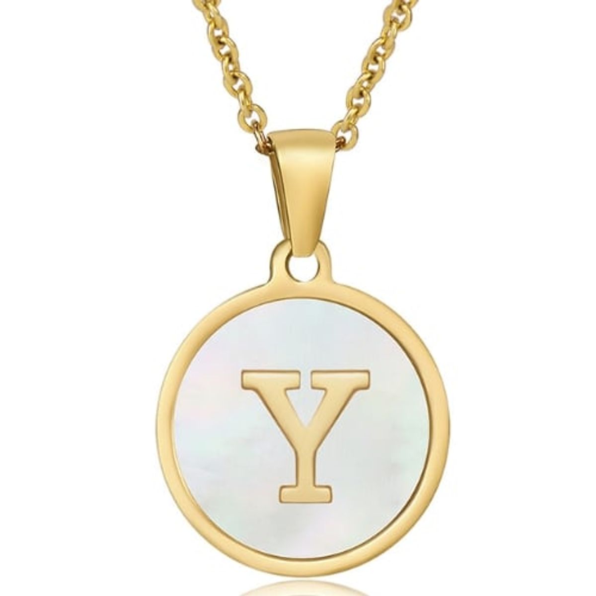 GENERICO - Collar Inicial Nácar con corazón letra Y