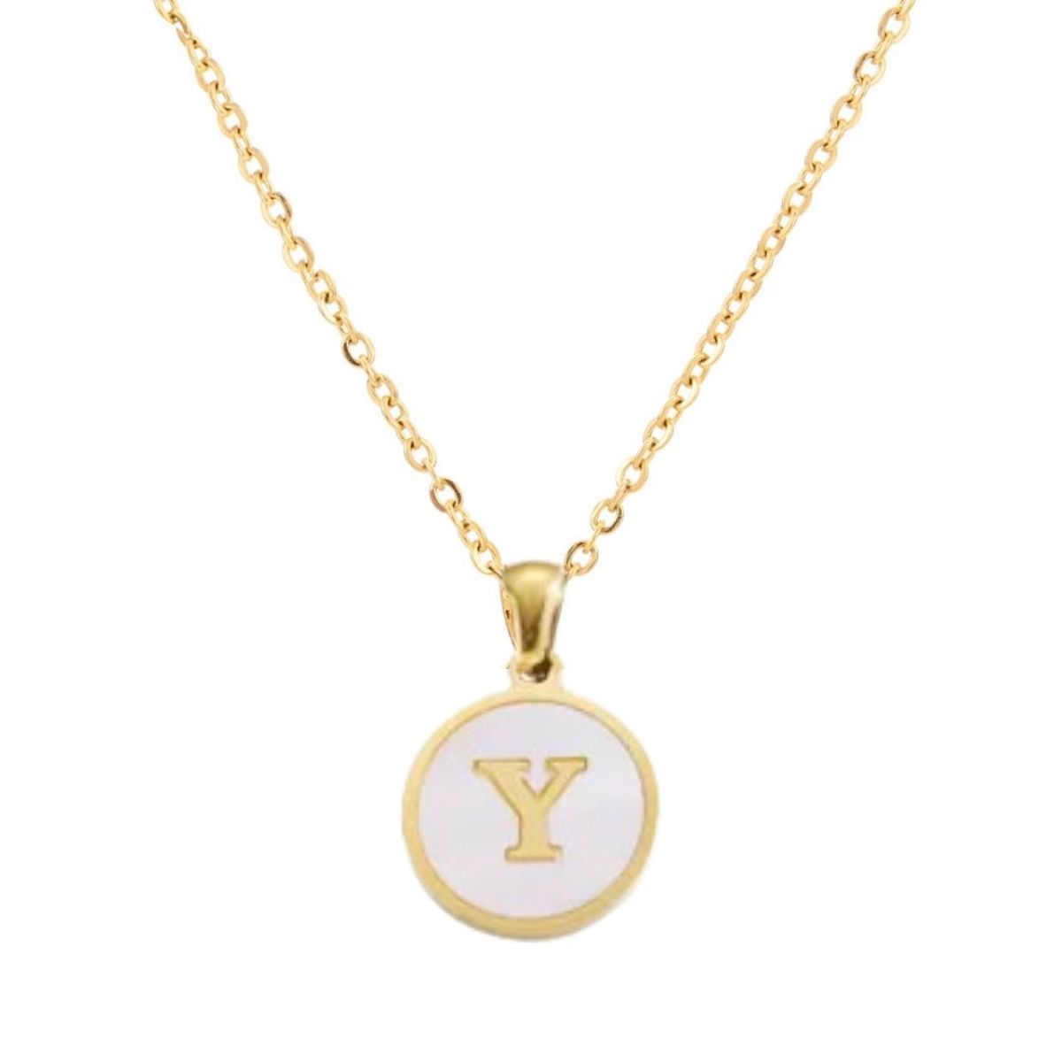 GENERICO - Collar Inicial Nácar con corazón letra Y