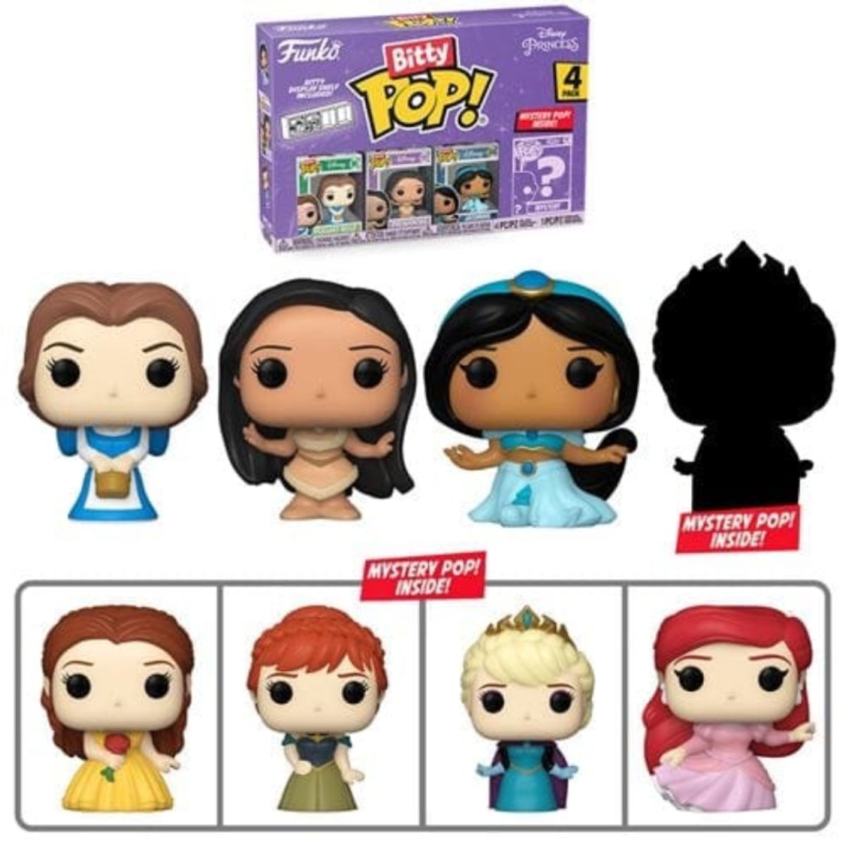 FUNKO - Miniaturas Funko Bitty Pop Disney Princess Belle 4pk Bella y Bestia