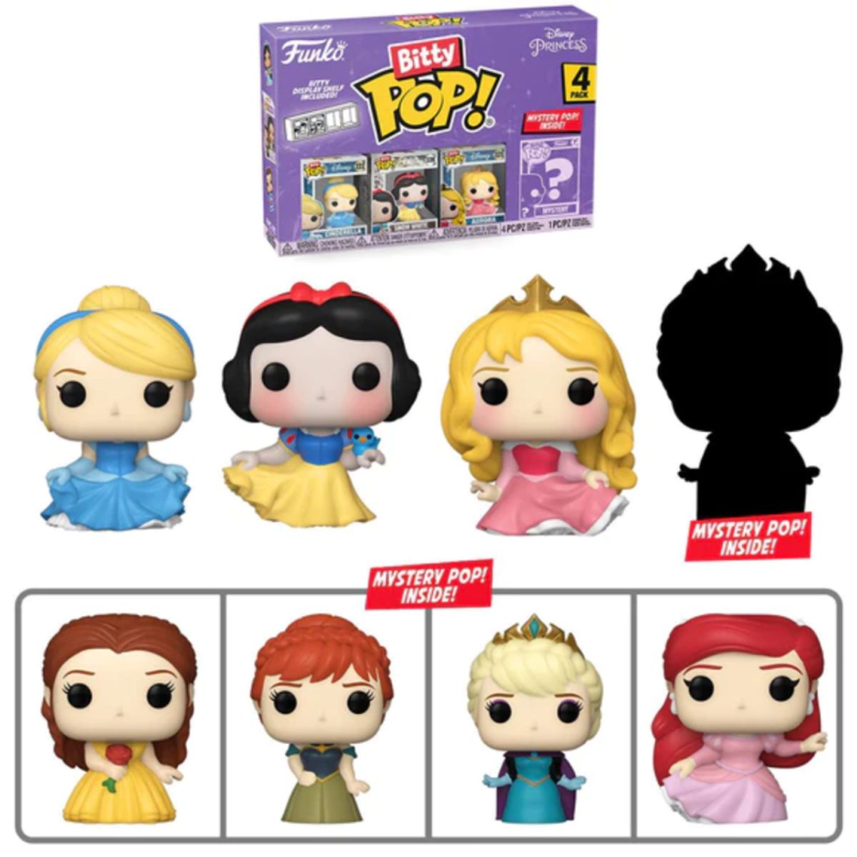 FUNKO - Miniaturas Funko Bitty Pop Disney Princess Cinderella 4pk