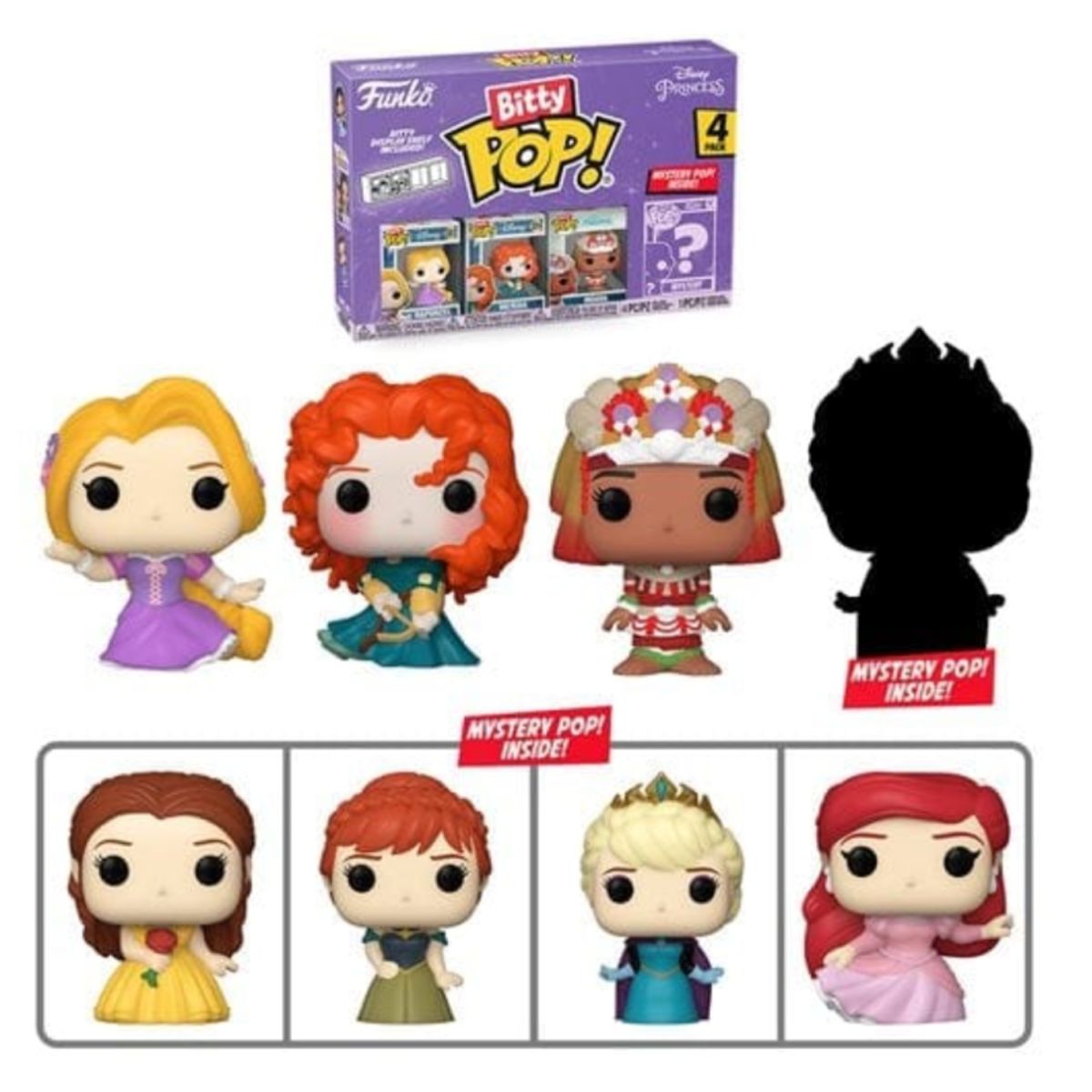 FUNKO - Miniaturas Funko Bitty Pop Disney Princess Rapunzel 4pk