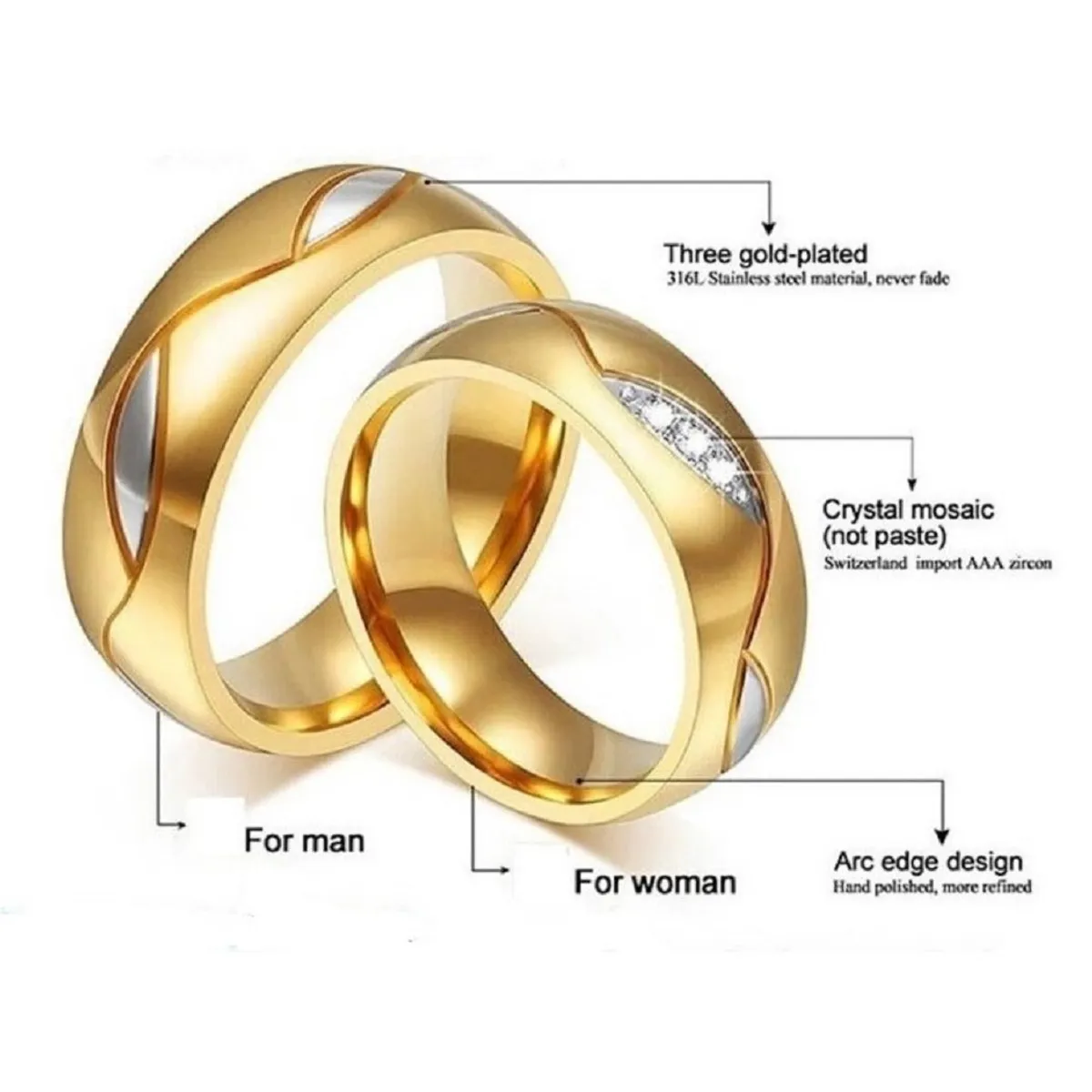 GENERICO - Anillo Matrimonio Alianzas Forever Mujer Bañado Oro 18K Novia Genieka