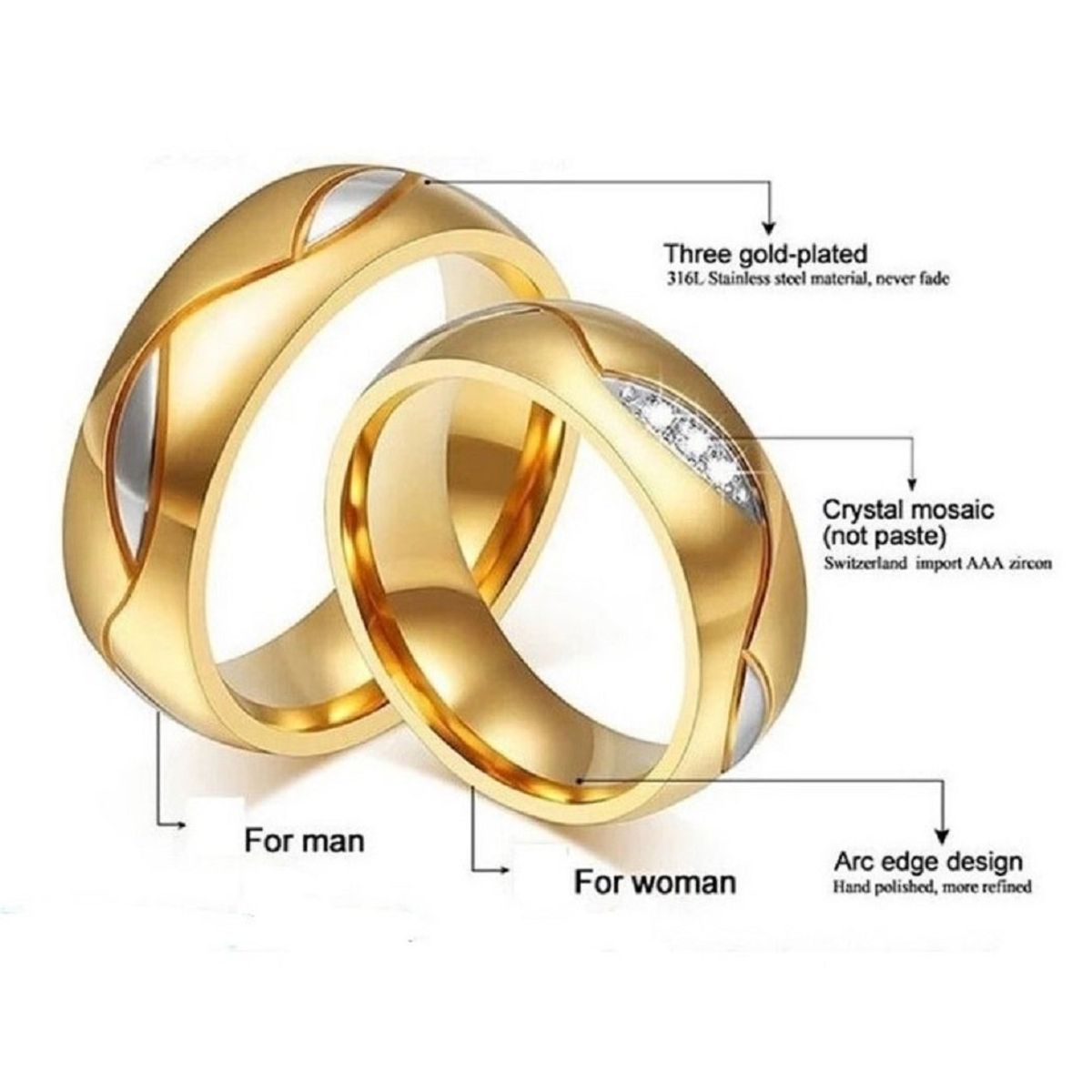 GENERICO - Anillo Matrimonio Alianzas Forever Mujer Bañado Oro 18K Novia Genieka