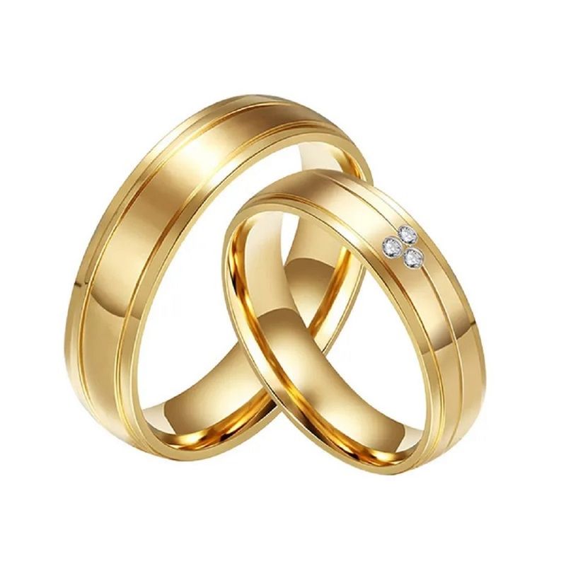 GENERICO - Anillo de Matrimonio Alianzas Deluxe Mujer Bañado Oro18K Novia Genieka