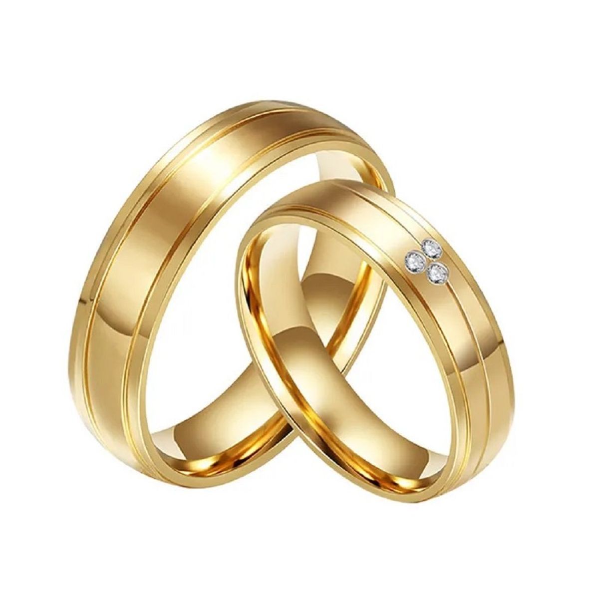 GENERICO - Anillo de Matrimonio Alianzas Deluxe Mujer Bañado Oro18K Novia Genieka