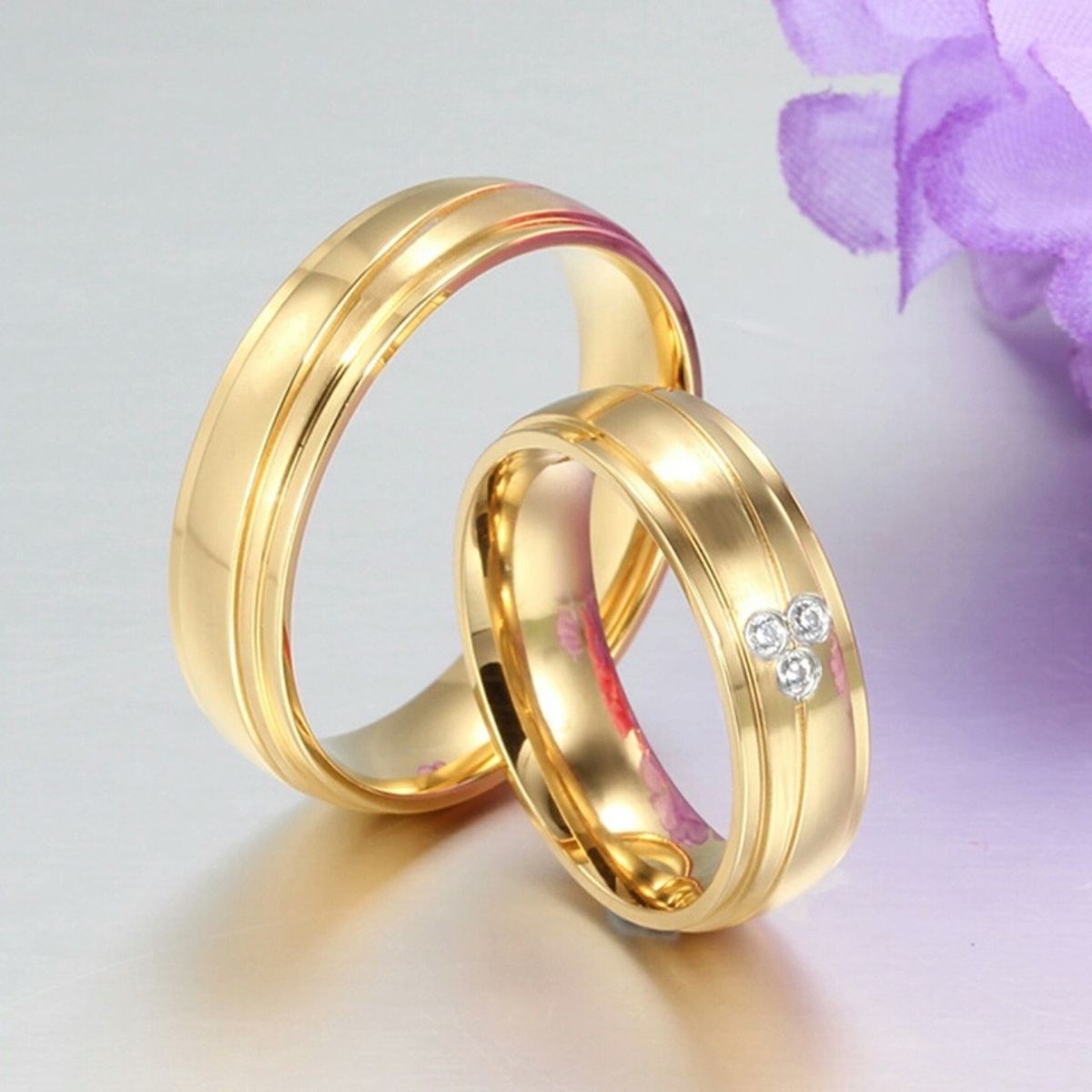 GENERICO - Anillo de Matrimonio Alianzas Deluxe Mujer Bañado Oro18K Novia Genieka