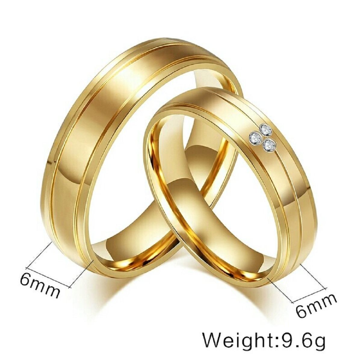 GENERICO - Anillo de Matrimonio Alianzas Deluxe Mujer Bañado Oro18K Novia Genieka