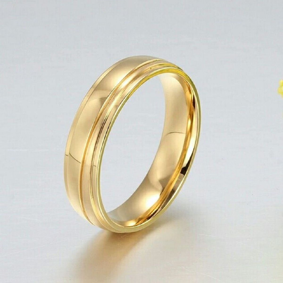 GENERICO - Anillo de Alianzas Matrimonio Deluxe Hombre Bañado Oro 18K Genieka