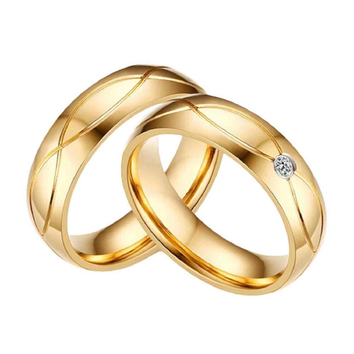 GENERICO - Aro Matrimonio Alianzas All Luxury Mujer Bañado Oro18K Novia Genieka