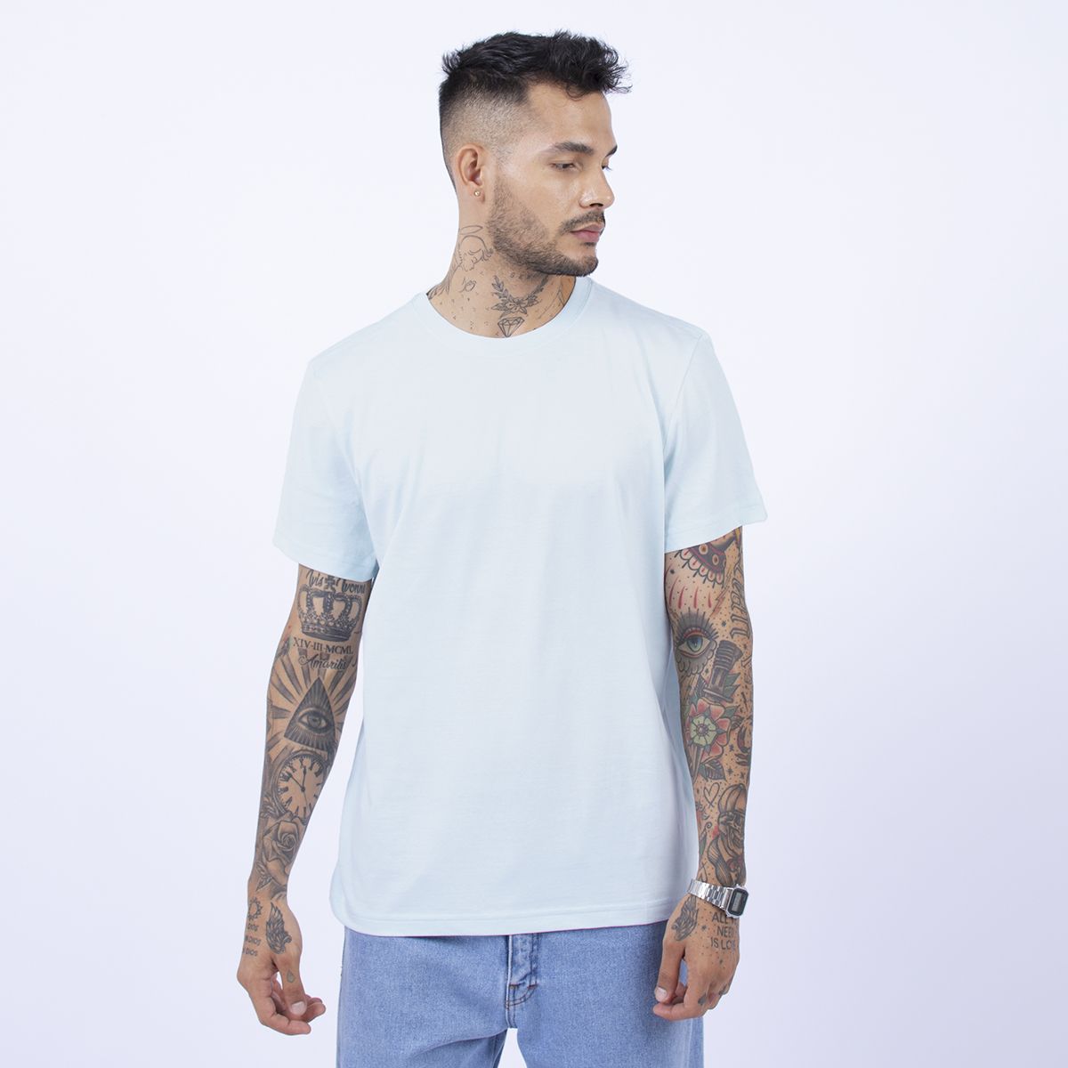 BHEVSK - Polo básico celeste hombre