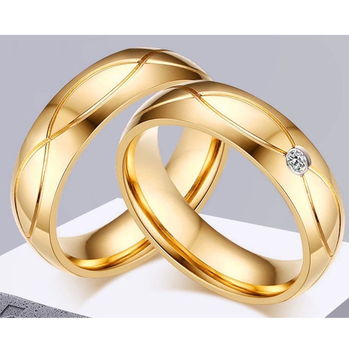 GENERICO - Aro de Alianzas Matrimonio  All Luxury Hombre Bañado Oro 18K Genieka