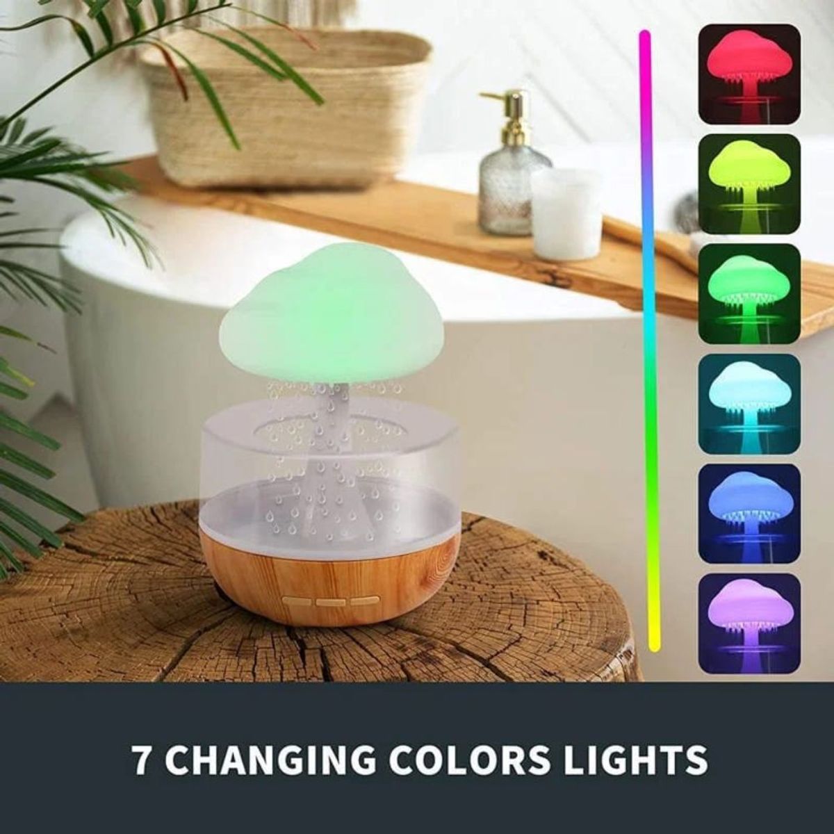 GENERICO - Humidificador Lampara Simulador Lluvia Recargable Luz Rgb