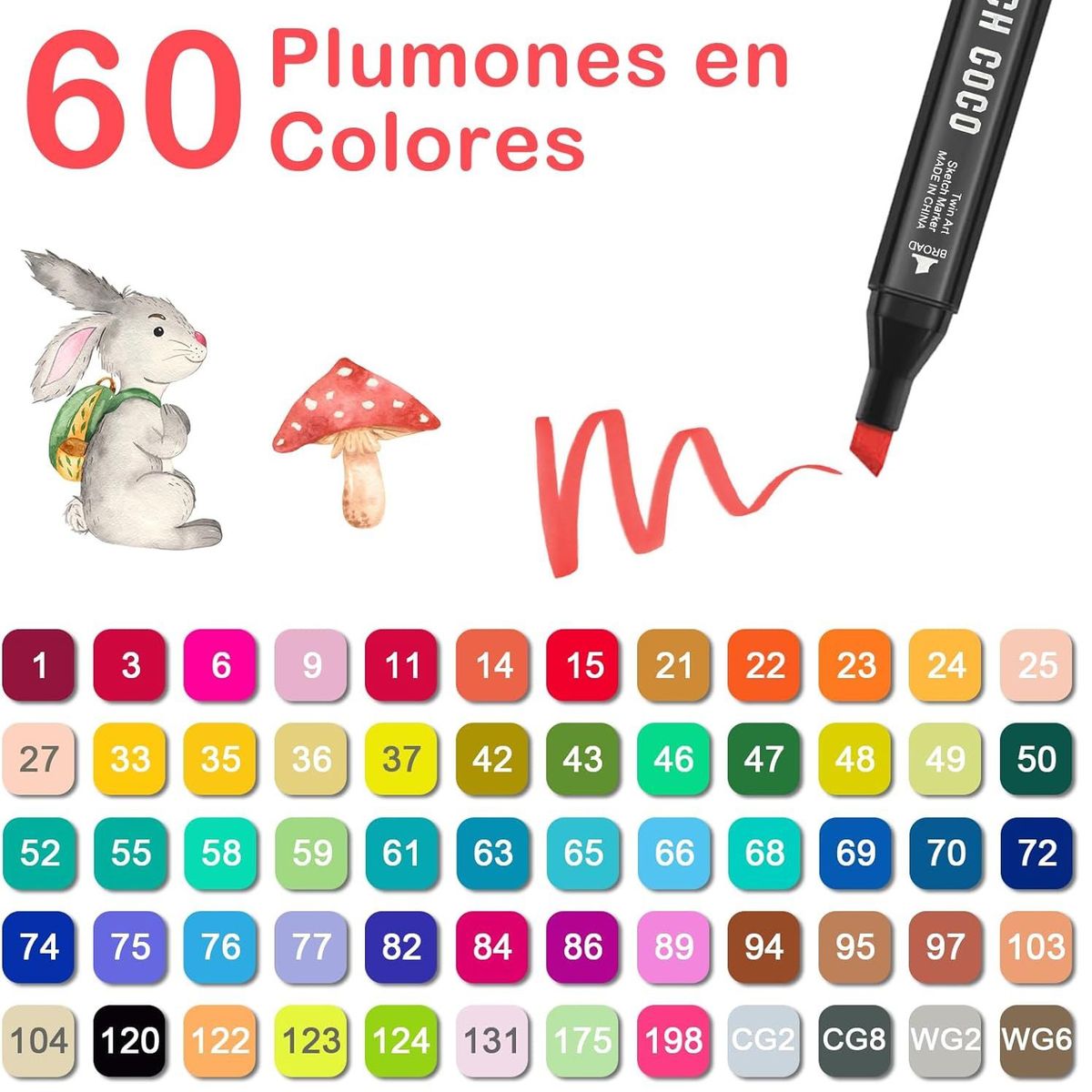 OEM - Plumones Doble Punta Marcadores Colores de 60pcs