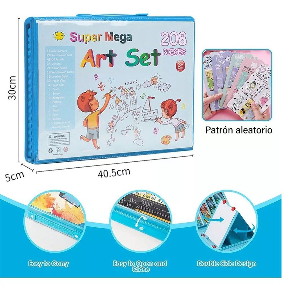 OEM - Mega Set de Arte Dibujo y Pintura 208 Piezas - Celeste