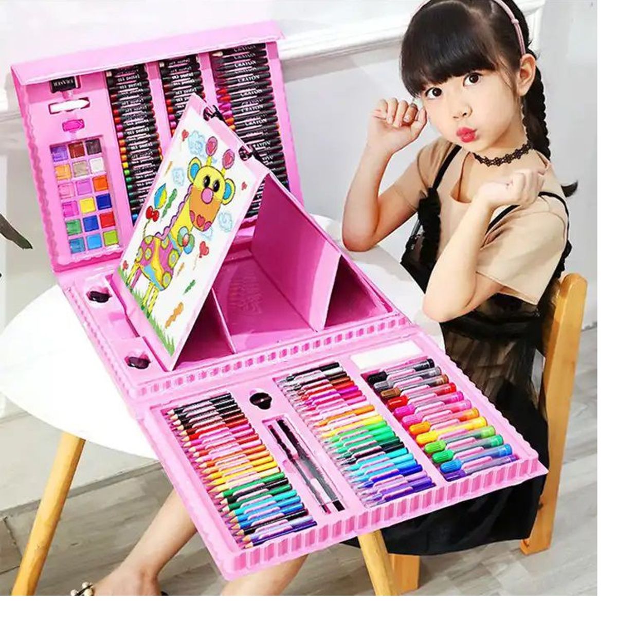 OEM - Mega Set de Arte Dibujo y Pintura 208 Piezas - Rosado
