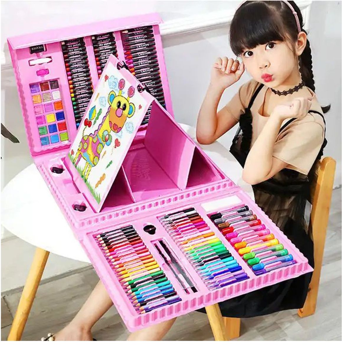 OEM - Mega Set de Arte Dibujo y Pintura 208 Piezas - Rosado
