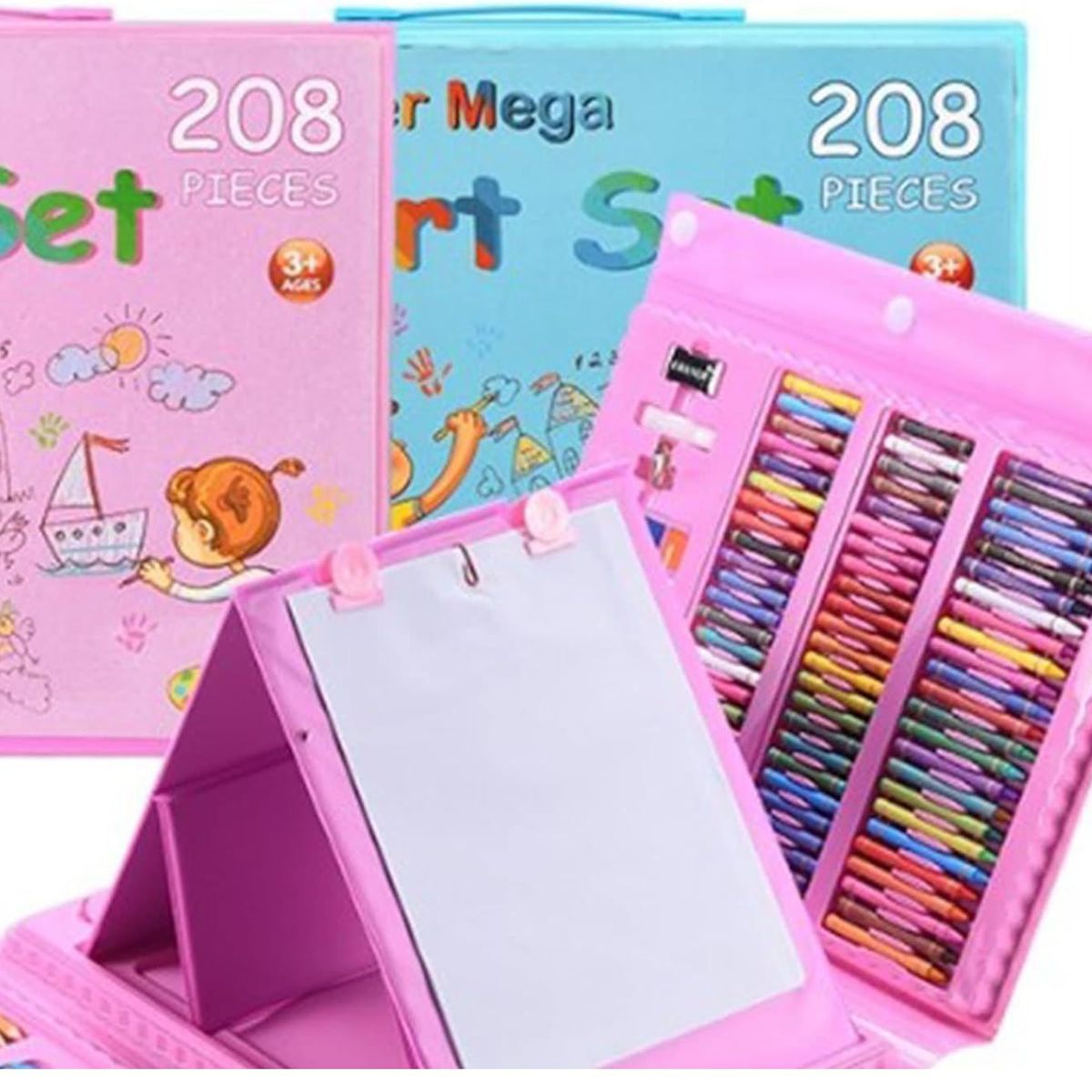 OEM - Mega Set de Arte Dibujo y Pintura 208 Piezas - Rosado