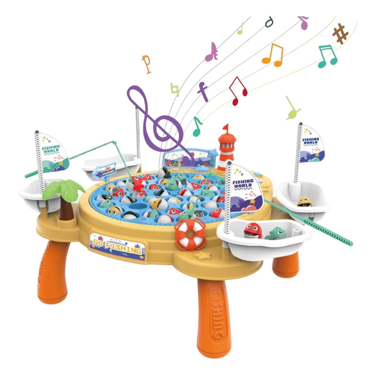 GENERICO - JUEGO MESA DE PESCA GIRATORIO MUSICAL CON LUZ 45 PECES