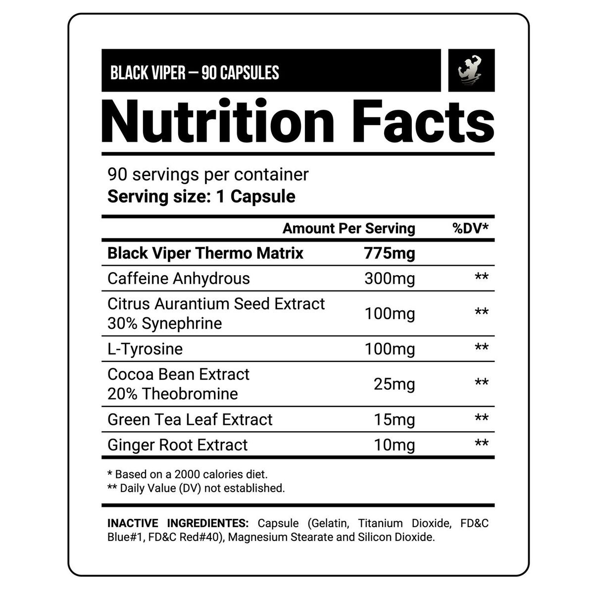 GENERICO - Quemador de grasa Black Viper 90 caps Dragon Pharma