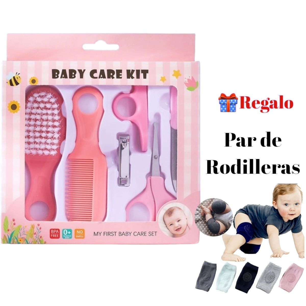 OEM - Kit de Higiene para el Cuidado del Bebé y Rodilleras d Gateo