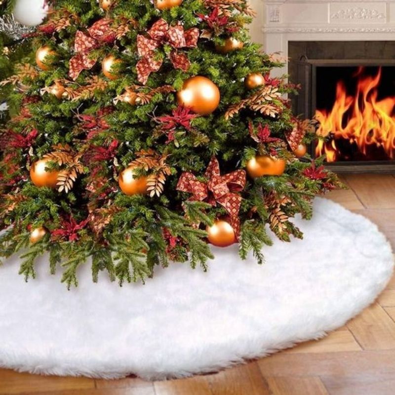 GENERICO - Piso para  árbol de navidad pelo largo blanco 1 metro