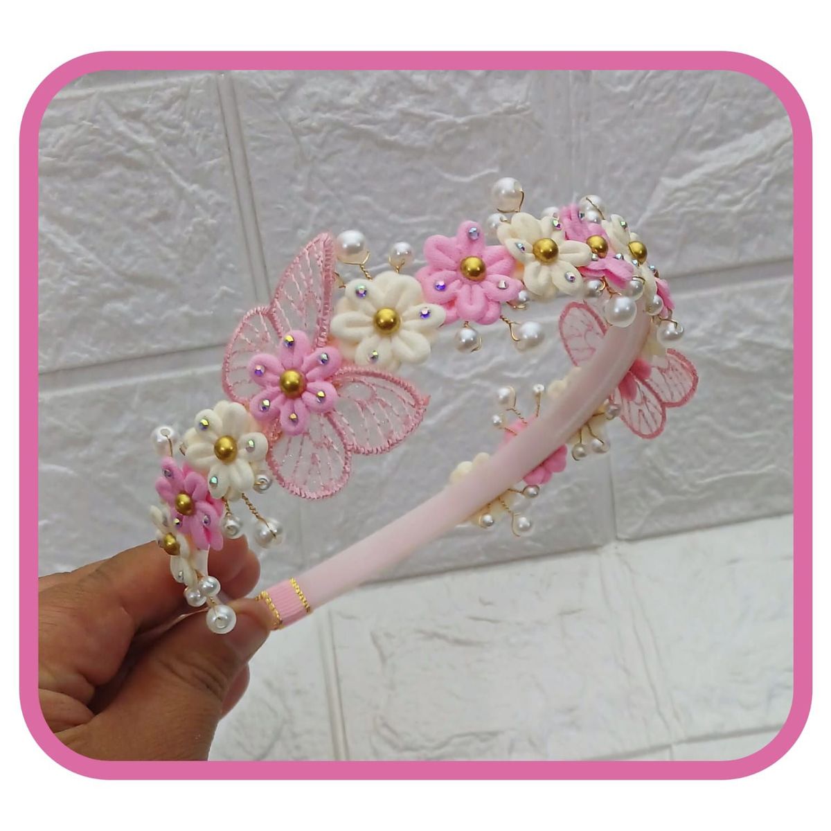 GENERICO - Vincha Flores Rosadas - Moñitos Lindsey