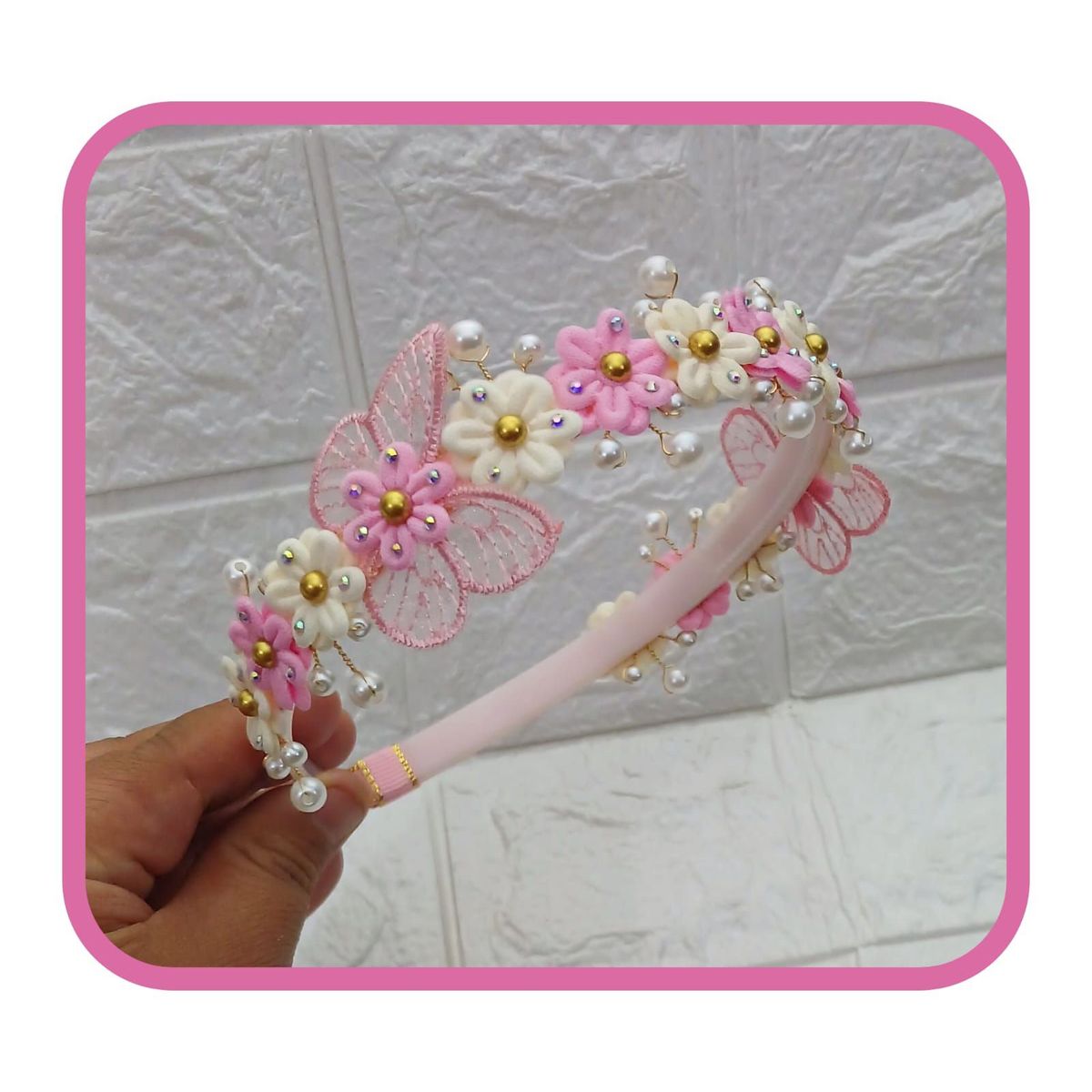 GENERICO - Vincha Flores Rosadas - Moñitos Lindsey