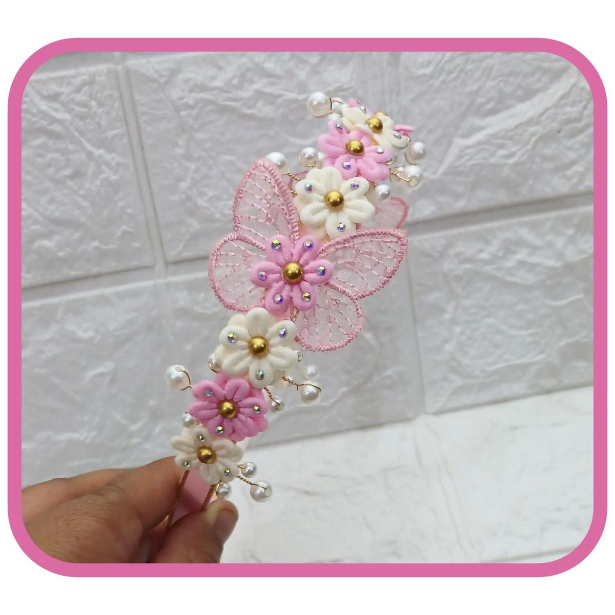 GENERICO - Vincha Flores Rosadas - Moñitos Lindsey