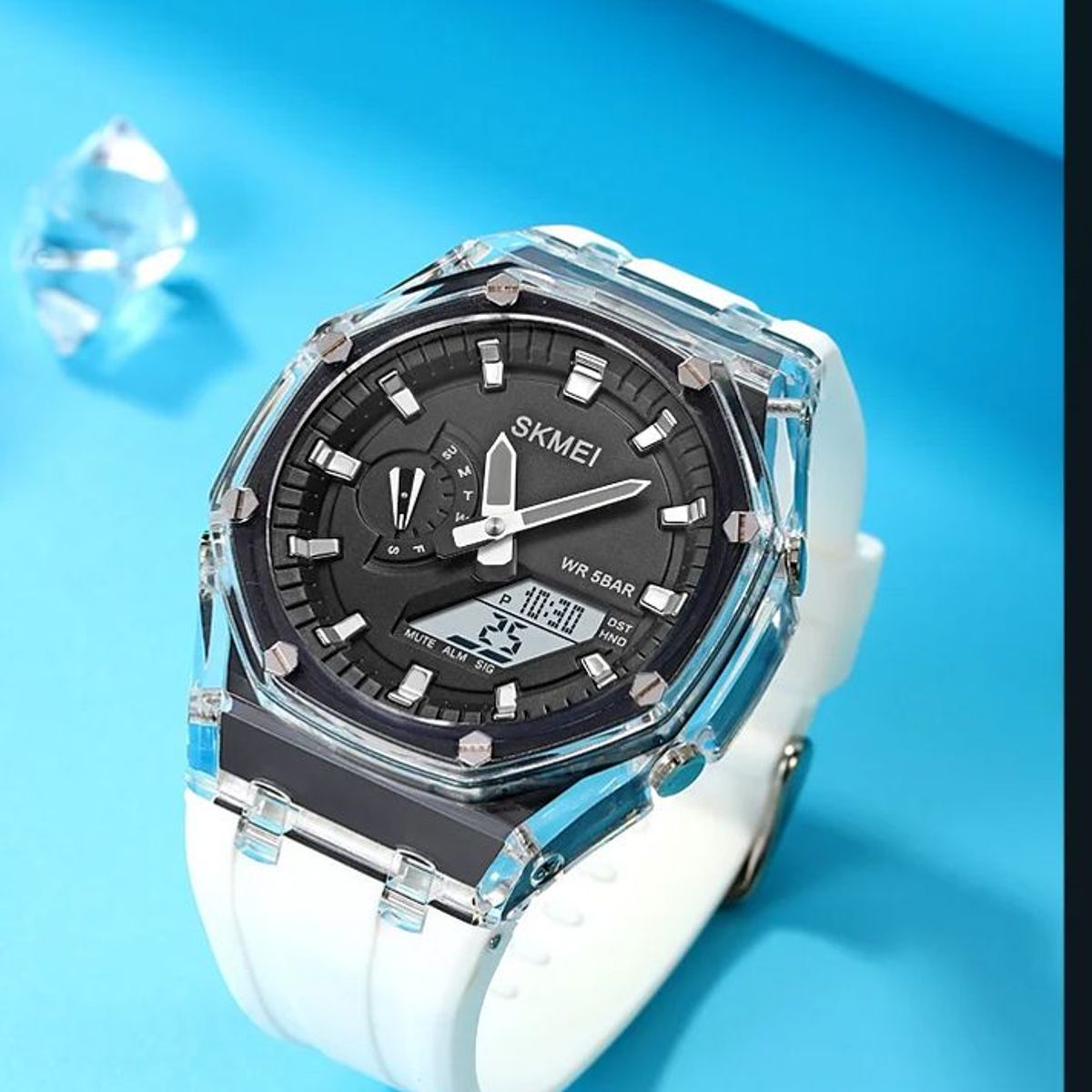 SKMEI - RELOJ MODA HOMBRE DEPORTIVO CORREA BLANCO - TIPO G-SHOCK