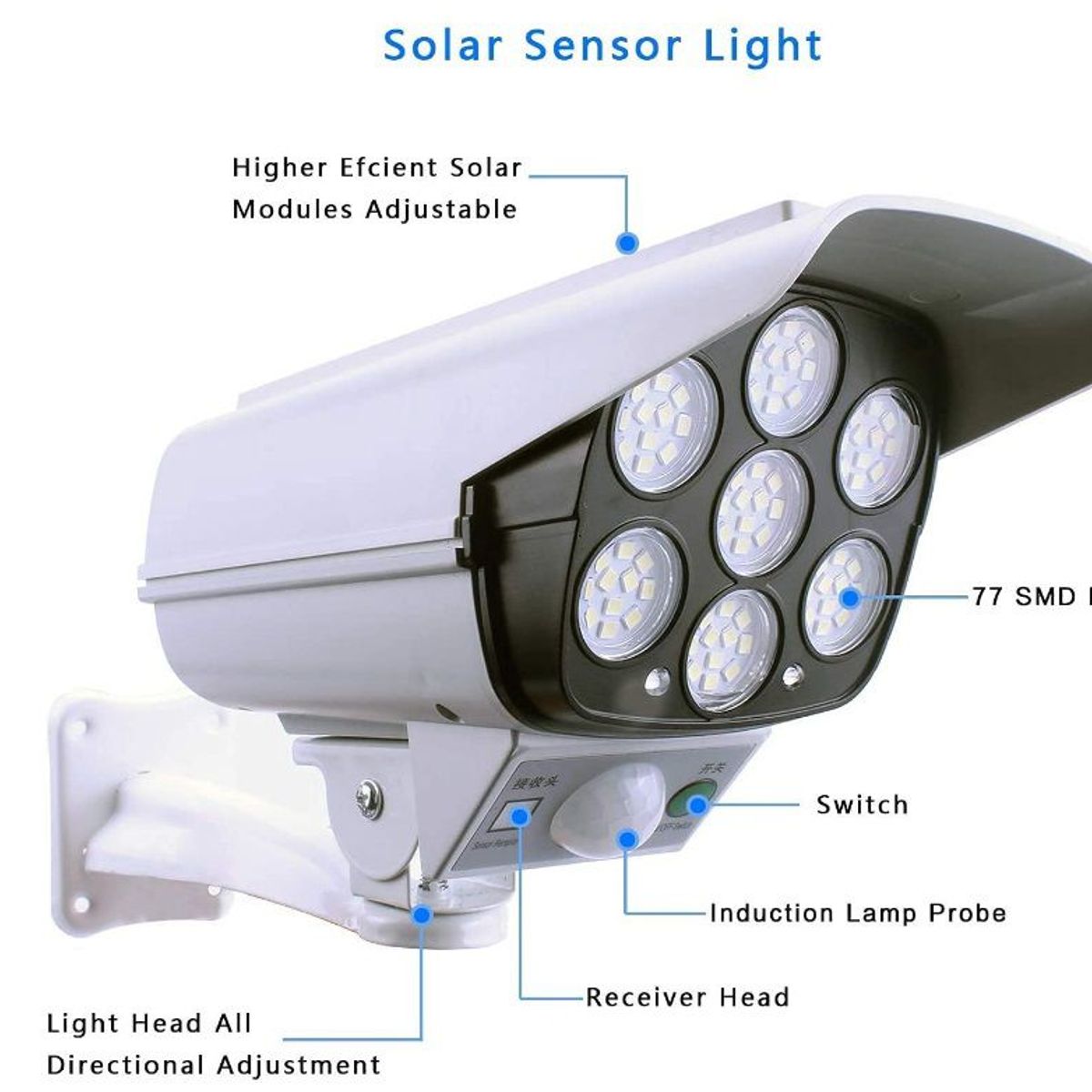 OEM - Lampara Solar Led Tipo Cámara De Seguridad Con Sensor Movimiento