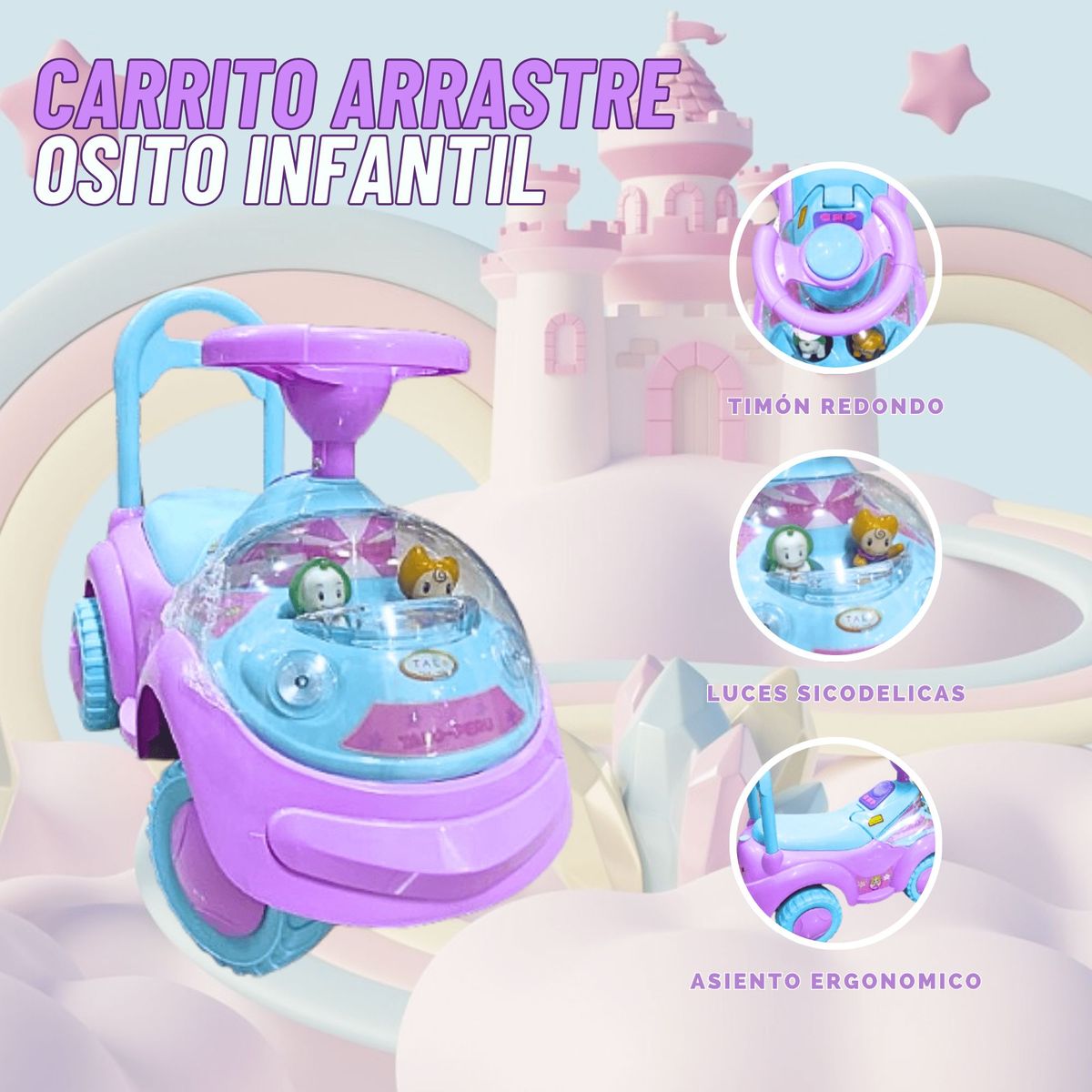 GENERICO - Carro de Juguete de Arrastre Oso para Niña