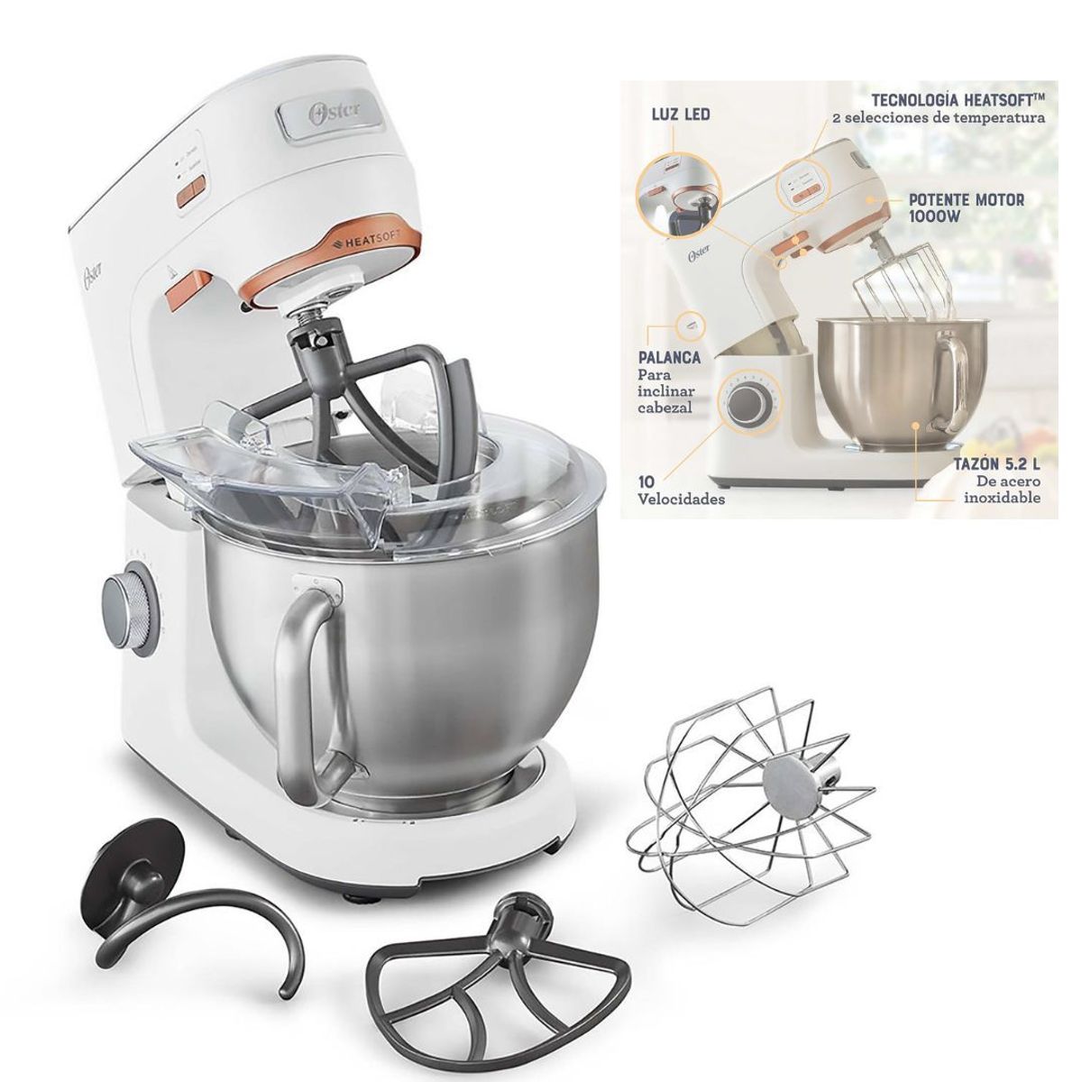 OSTER - Batidora Planetaria Oster 5-2L Heatsoft FPSTSMPL4W Blanco