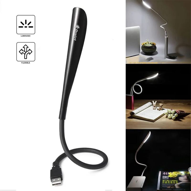 DREIZT - Lámpara de Lectura USB LED Flexible para Laptop Negro