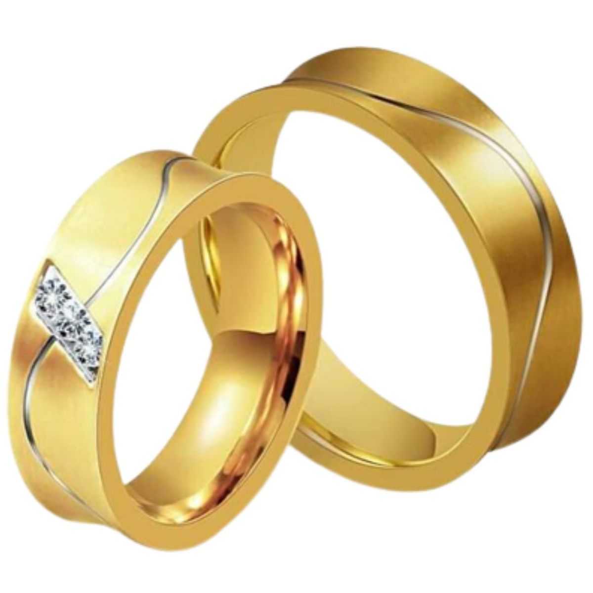 GENERICO - Anillo Alianza Matrimonio Passionate Mujer Bañado Oro18K Novia Genieka