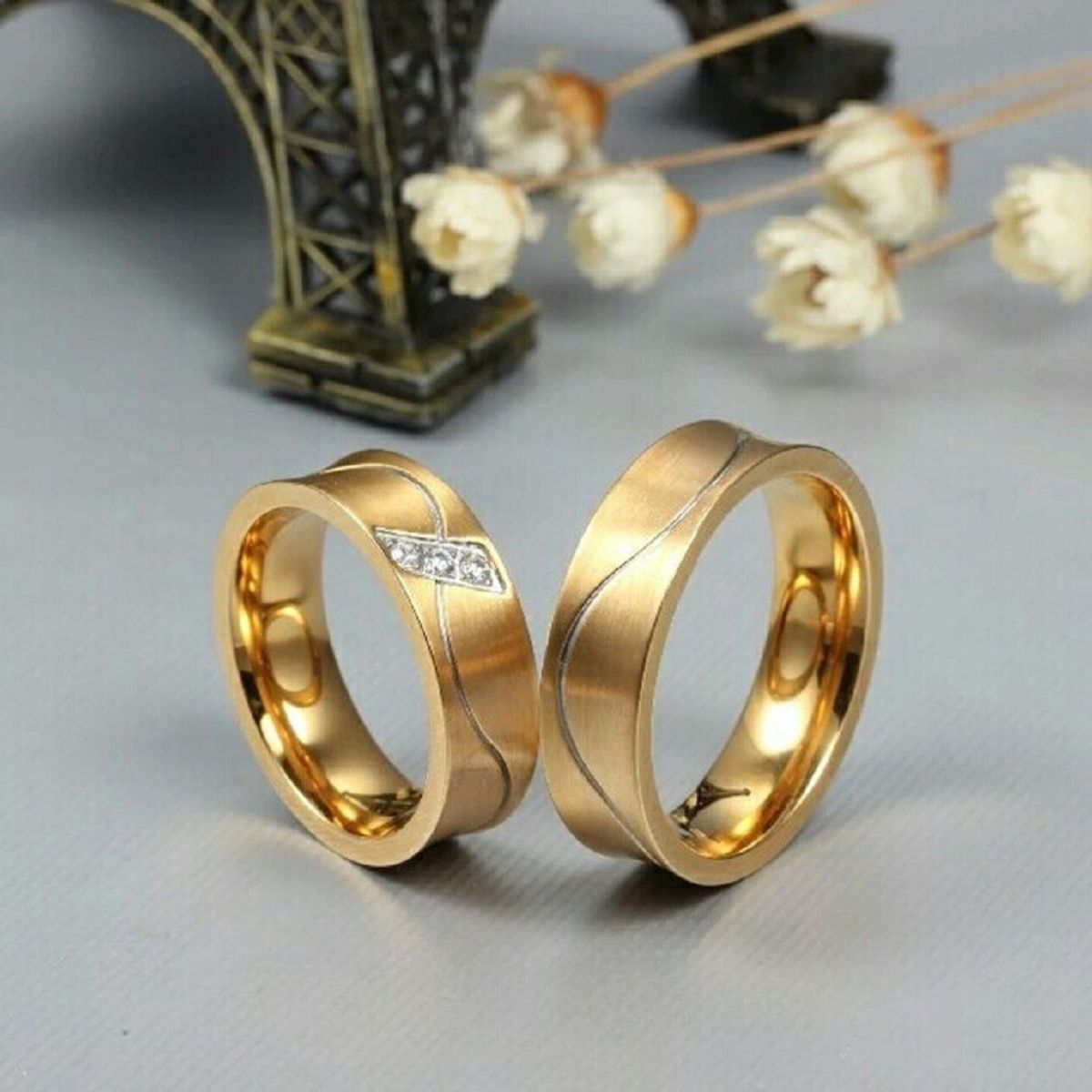 GENERICO - Anillo Alianza Matrimonio Passionate Mujer Bañado Oro18K Novia Genieka