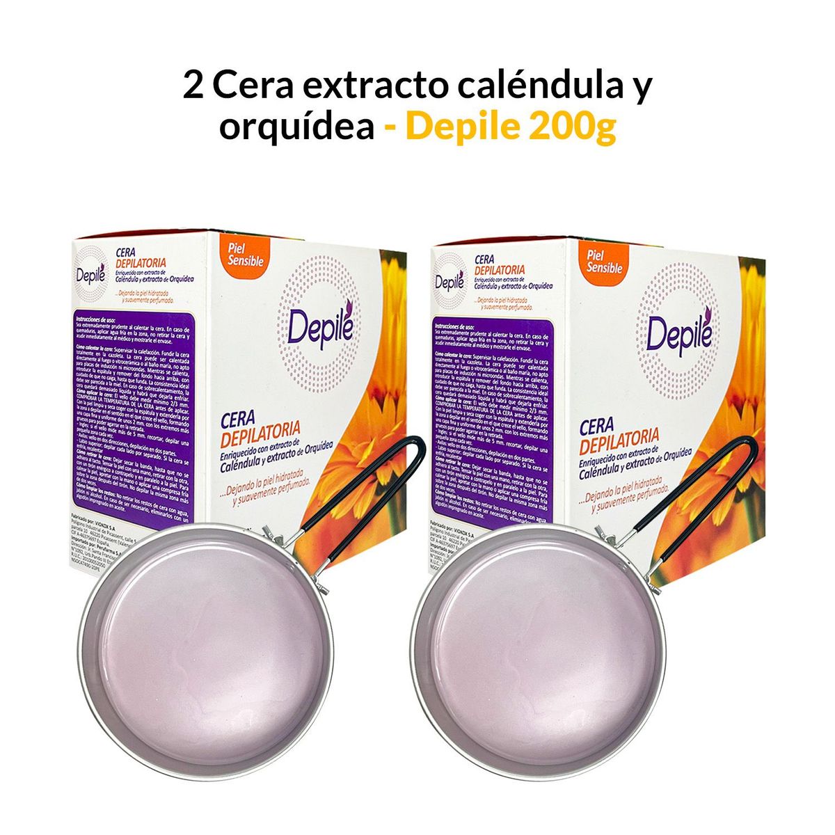 GENERICO - 2 Cera extracto caléndula y orquídea 200g - Depile