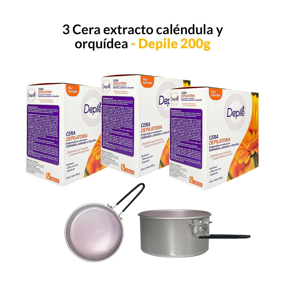 GENERICO - 3 Cera extracto caléndula y orquídea 200g - Depile