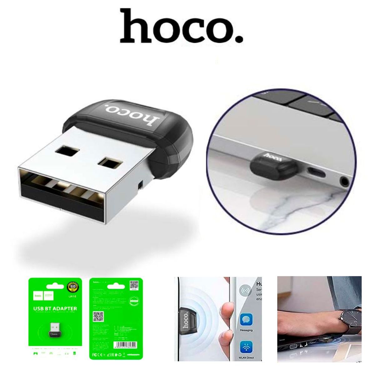 Adaptador USB Bluetooth UA18 HOCO Transmisor TV Laptop Sin Cables, marca HOCO - Foto 2