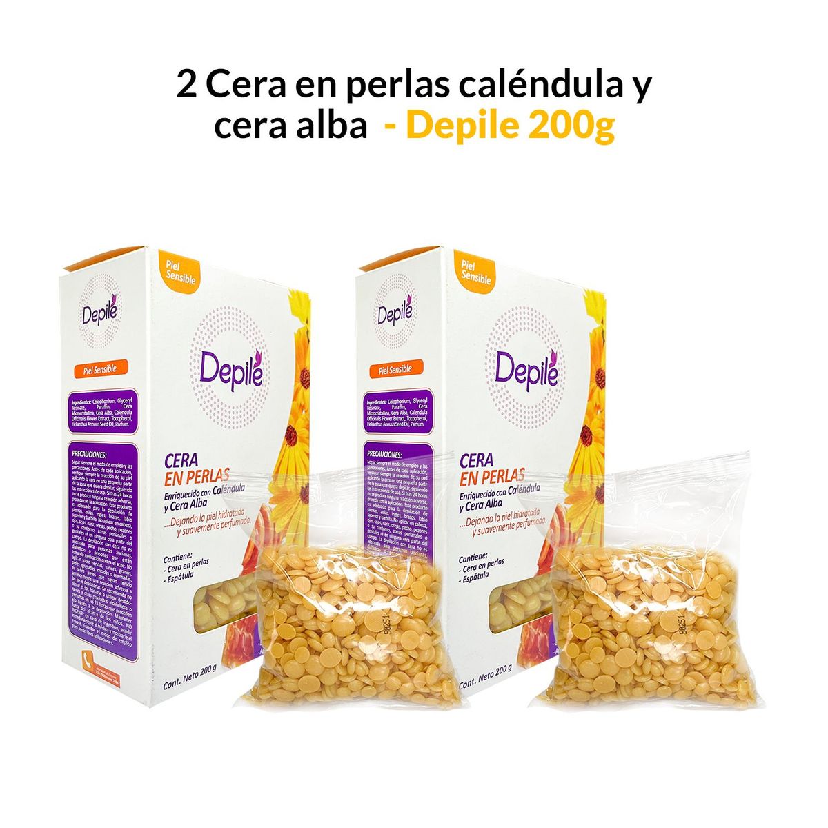 GENERICO - 2 Cera en perlas caléndula y cera alba 200g - Depile