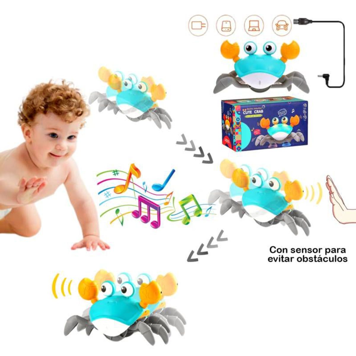 GENERICO - CANGREJO ESTIMULACIÓN CON SENSOR DE MOVIMIENTO Y CARGADOR