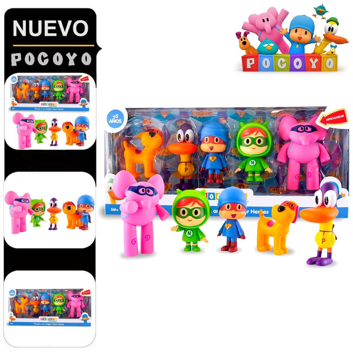 POCOYO - Set de Figuras Articulables Pocoyo y sus Amigos 5pcs